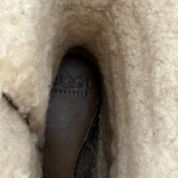 UGG Women’s Catalina Brown Leather Shearling Lace-Up Mid Calf Boots Size 8 - Picture 9 of 15